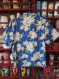 Vintage Y2K Blue and White Floral Hawaii Shirt