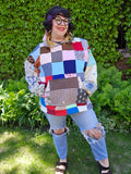 Unforgiven Upcycle 70's Polyester Scrap Quilt Hoodie