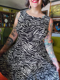 Gently Used Fit and Flare Black & White Zebra Dress