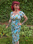 Vintage Dorothy O'Hara blue brown floral dress
