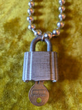 Unforgiven Bondage Lock Silver Ball Chain Necklace