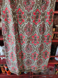 Vintage 60s Brown and Red Ornate Printed Dress