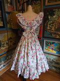 Vintage 40s white pink & Blue floral maxi dress