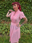 Vintage 70s Pink Lace Ruffle Dress