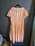 Vintage 70s pink eyelet lace print dress