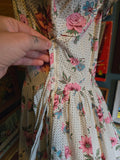 Vintage 40s white pink & Blue floral maxi dress