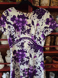 Vintage 60s Tropical Purple and White Dress
