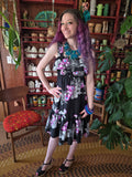 Vintage 80's Black and Purple Hawaiian Dress