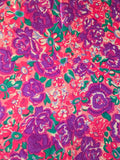 Vintage 60s Purple and Pink Floral Square Silk Scarf