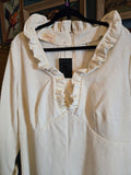 Vintage 70s White Ivory Maxi Ruffle Trim Dress