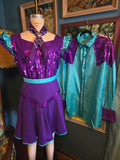 Vintage 80s Teal & Purple Square Dancing Set
