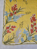 Vintage 60s yellow wild flower square silk scarf