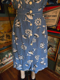 Vintage 40s blue and white floral romper and skirt set