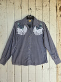 Unforgiven Upcycled Rose Navy Gingham Western