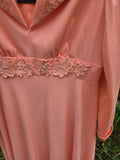 Vintage 70s Peach Floor Length Long Sleeve Dress