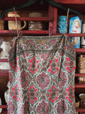 Vintage 60s Brown and Red Ornate Printed Dress