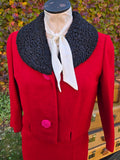Vintage 60 Persian Wool Collar Red Jacket Skirt Set