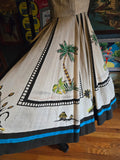 Vintage 60 Mexico souvenir palm tree circle skirt dress