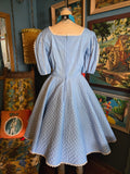 Vintage 70s Pastel Blue Lace Square Dancing Dress