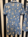 Vintage 40s blue and white floral romper and skirt set
