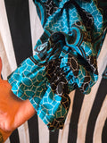 Handmade African Teal and Black Print Top & Pant Set