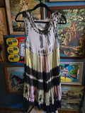 Vintage 90s Black Rainbow Tie Dye Hippie Dress