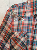 Unforgiven Upcycled Rose Orange Green Plaid Western