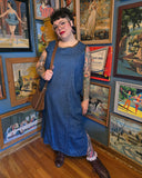 Vintage 90s Denim and Leopard Drint Dress
