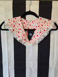 Vintage 80s Handmade White & Red Hearts Collar