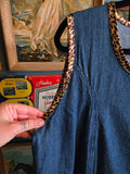 Vintage 90s Denim and Leopard Drint Dress