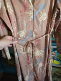 Vintage 70s brown abstract print long sleeve dress