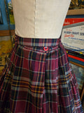 Vintage 50s red black and yellow plaid pleated skirt