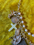Unforgiven Silver Religious Charm Rosary Necklace