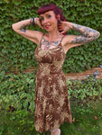 Vintage 1950s Brown Hawaiian Dress with Pineapples