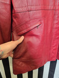 Vintage 90s Maroon Leather Jacket with Hood