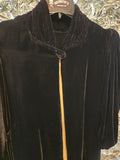 Vintage AS IS Gathered Black Velvet Coat