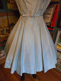 Vintage 60s Blue Dress Fit and Flare With Lace Collar
