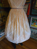 Vintage 50s Peach with White Lace Plaid Dress
