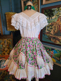 Vintage 90s Purple Morning Glory Square Dancing Skirt