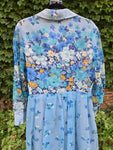 Vintage 70s Blue Floral Maxi with Belt