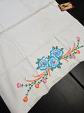 Vintage Cross Stitch Blue Floral Pillowcase