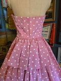 Vintage 80s Pink and White Polka Dot Formal Dress