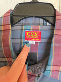 Unforgiven Upcycled Rose Blue Gray Plaid Western