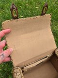 Vintage 60s Brown Straw Bag with Bamboo Handle