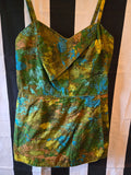 Vintage 60s Catalina Green and Blue Abstract Swimsuit