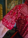 Vintage 50s Red & White Bandana Button Up Blouse