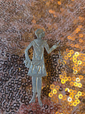 Vintage 20s Silver Flapper walking dog brooch