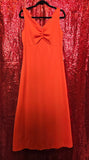 Vintage 70s Burnt Orange Chiffon Dress with Cape