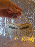 Vintage 30s White Art Deco Small beaded evening Bag