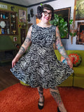 Gently Used Fit and Flare Black & White Zebra Dress